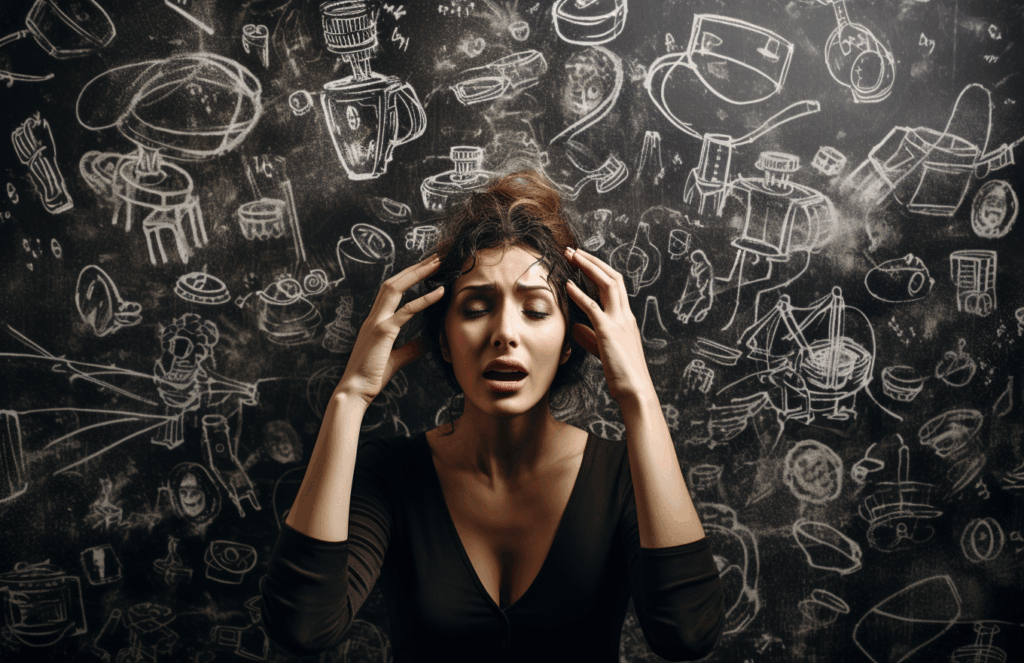 Une femme qui est envahies par ses pensées négatives