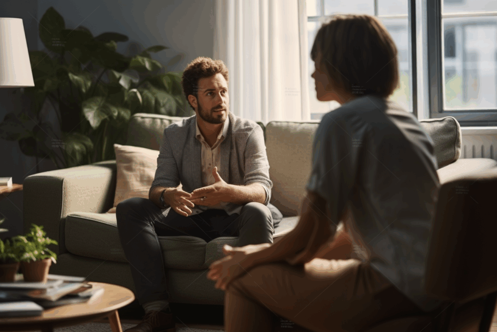 Un homme en thérapie avec une psychologue