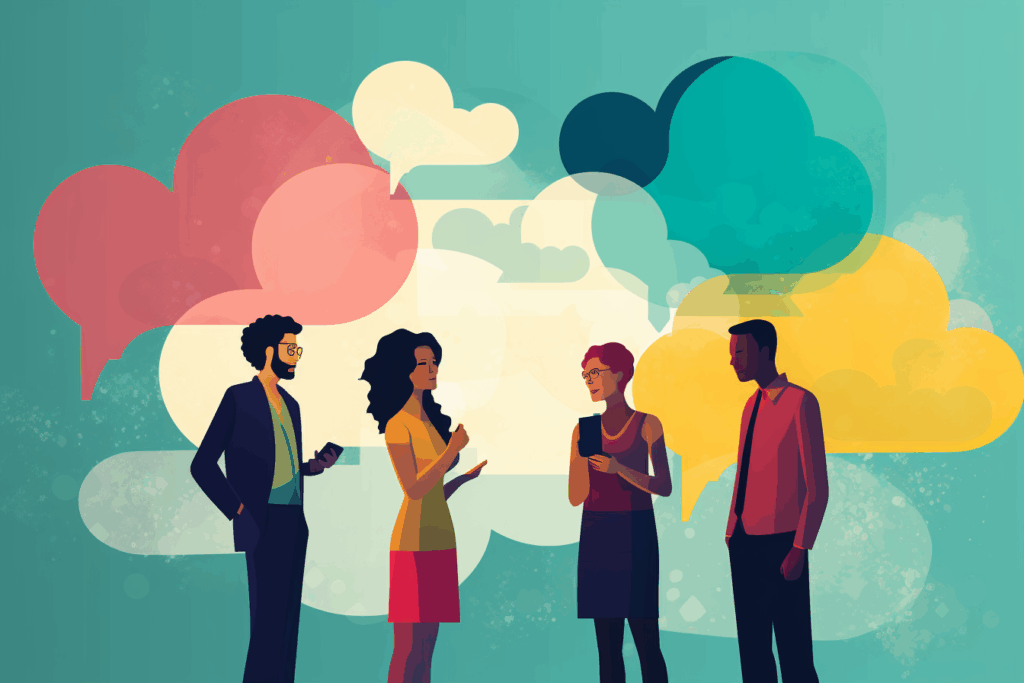 Un groupe de personne parle ensemble et apprennent chacun à s'affirmer et exprimer leurs besoins