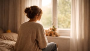 maman vue de dos, moment de réflexion et de charge mentale maman