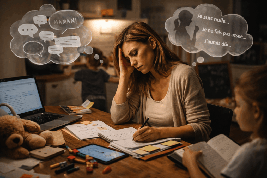maman épuisée qui g§re beaucoup de charge mentale et a le sentiment de ne pas être à la hauteur